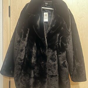 INC International Concepts Women's Plush Black Faux Fur Jacket NWT - XXL